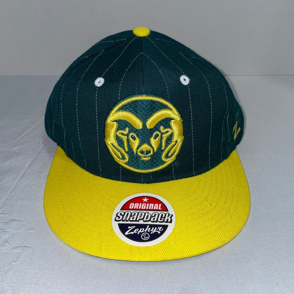 Zephyr Colorado State Rams Snapback‎ Hat Green Yellow Pinstripe NCAA Cap NEW